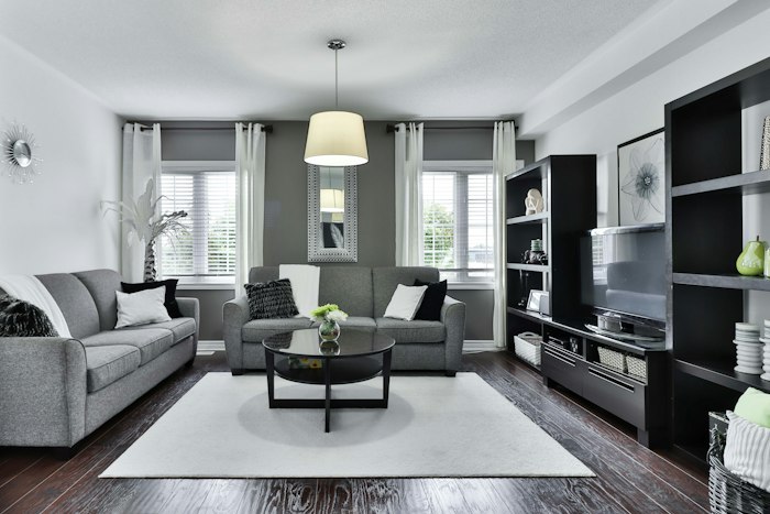 Luxury kitchen with painted island